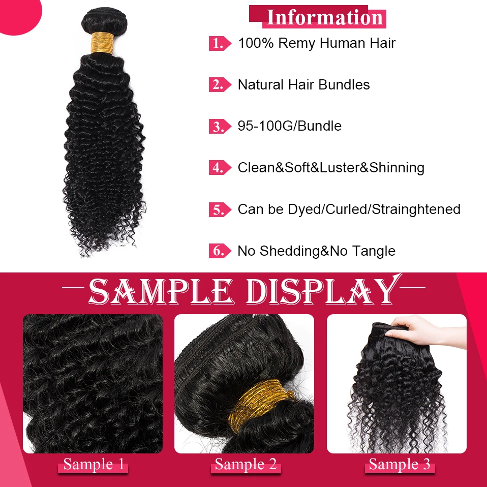 MY-LADY Mongolian Kinky Curly Human Hair Bundles 1/3 Pieces Natural Color Hair Extensions Topper Woman Human Hair Accessories