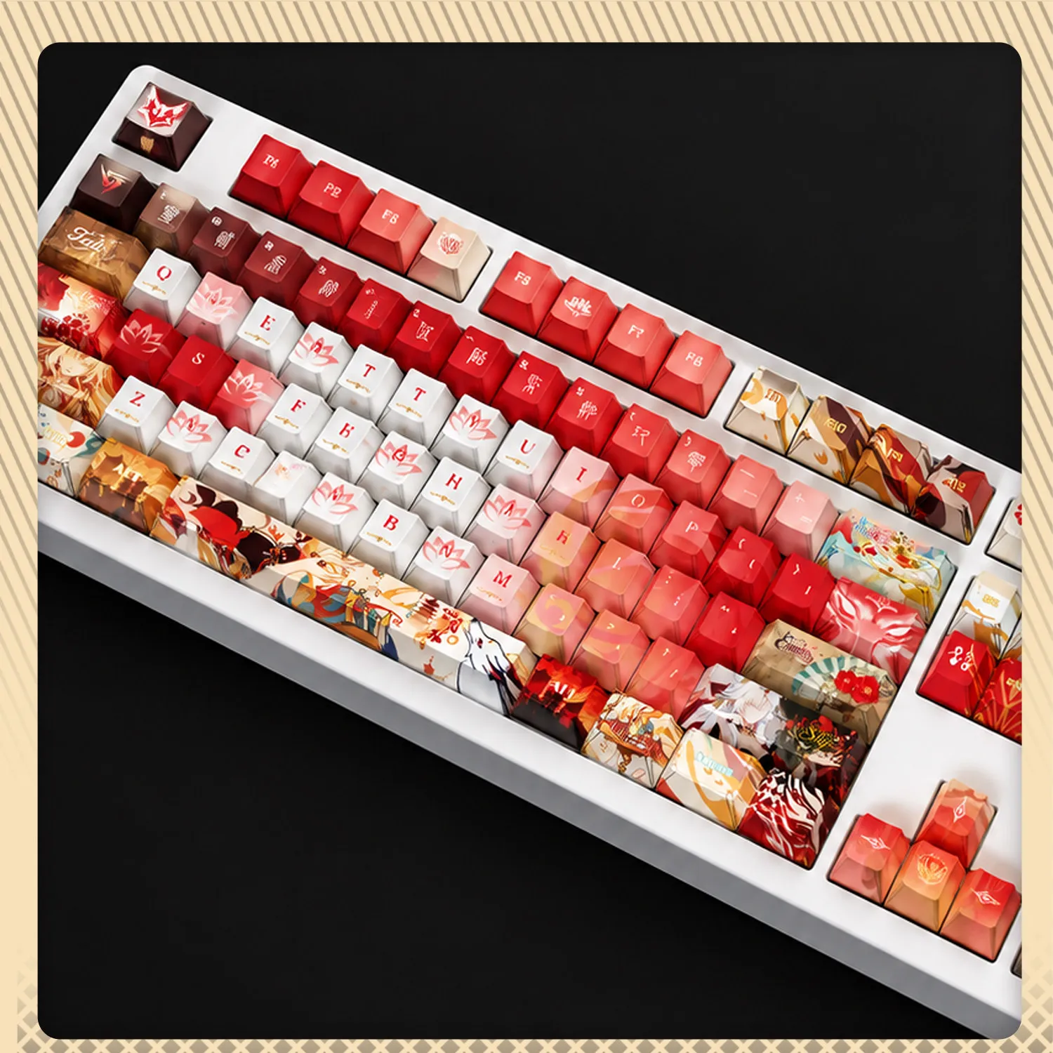 Hsin 122 PBT Keycap Wuthering Waves Game DYE Sublimation Key Cover Cherry Cross MX Switch Key Caps for Mechanical Keyboard