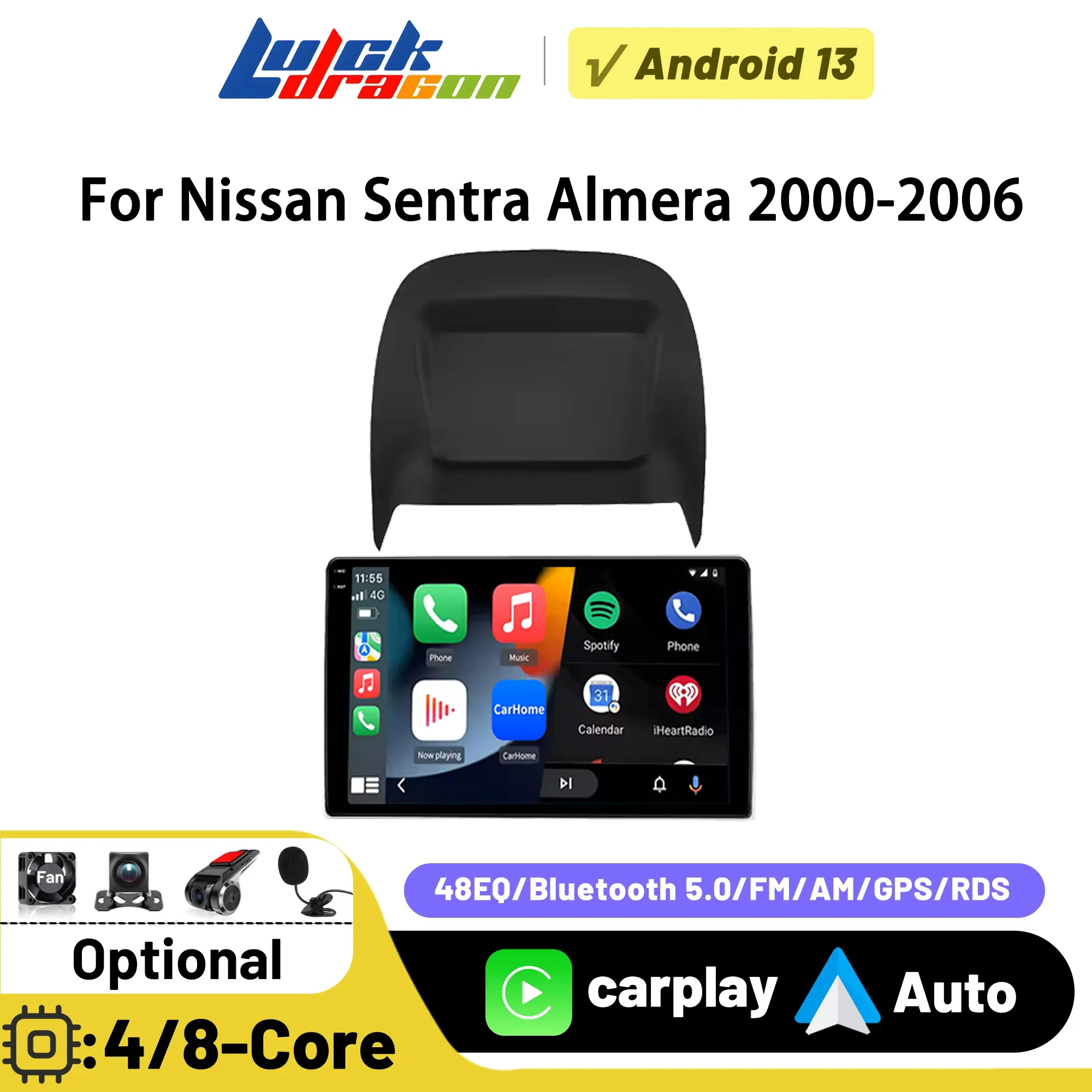 

Carplay Android Auto Car Radio For Nissan Sentra Almera 2000-2006 Multimedia Video Player BT DSP Stereo GPS Navigation Autoradio