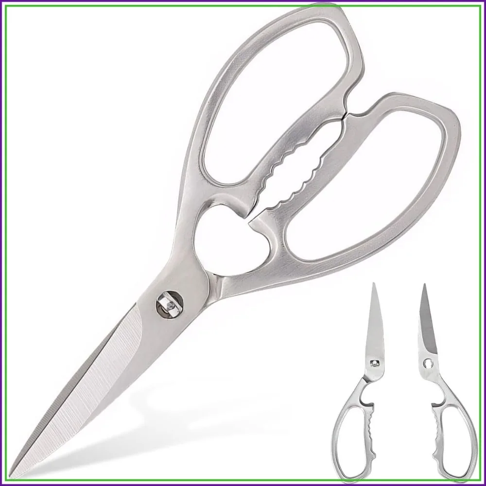 100% Stainless Steel Separable Sharp Kitchen Scissors, Heavy Duty Dishwasher Safe Food Shears for Chicken Poultry Bone