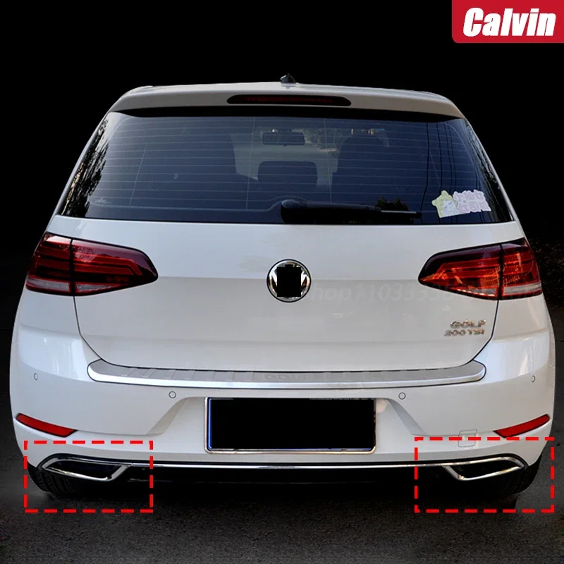 2PCS ABS Chrome Car Rear Exhaust Pipe Muffler Tips Cover Trim For VW Golf  7.5 MK7 Accessories 2018 2019