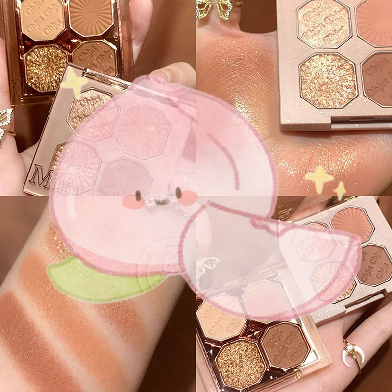 DIKALU 4-Farben-Lidschatten-Palette mit Perlmutt-Glitzer, leuchtend, matt, schimmernd, Lidschatten, wasserfest, Pigment, Make-up, Kosmetik
