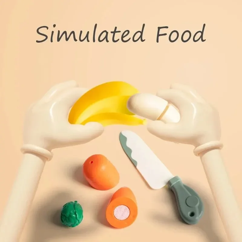 Children Pretend Play Cooking Simulation Food Fruit Vegetable Kitchen Toys Montessori Educational Interactive For Girls