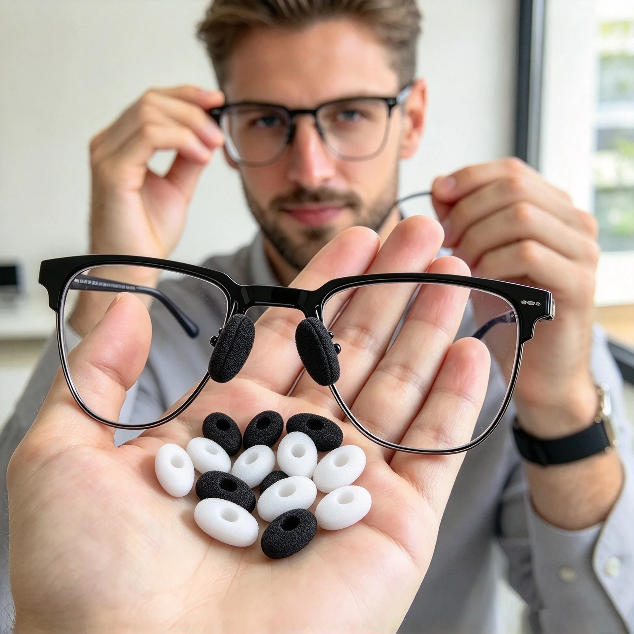 Sponge Glasses Nose Pad Cover Soft Foam Eyeglass Nose Cushion Sleeve Pressure Relief Anti Mark Black White Eyewear Accessories F