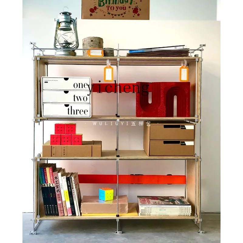 

FY Stainless Steel Household Open Shelf Multi-layer Birch Storage Display Rack