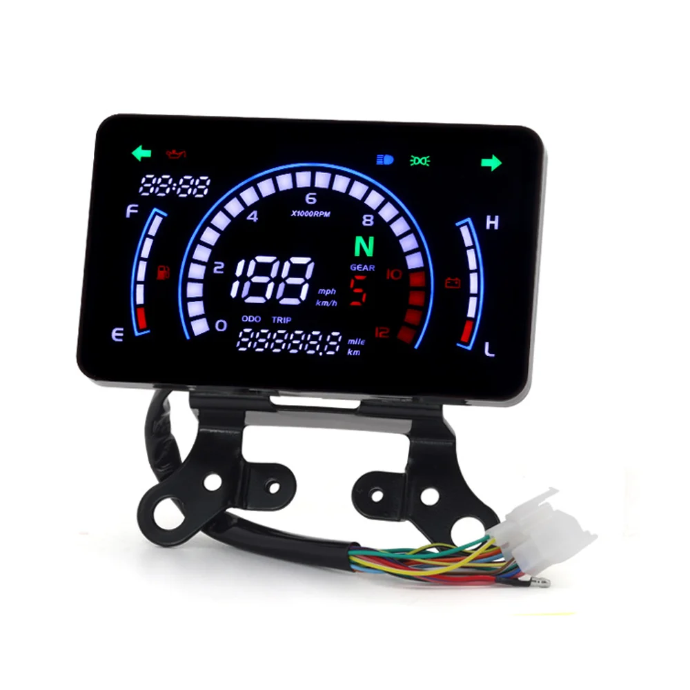 Motorcycle Digital Speedometer Dashboard Indicator with Bracket Meter Fuel Gauge Waterproof Motobike Instrument Cover Universal