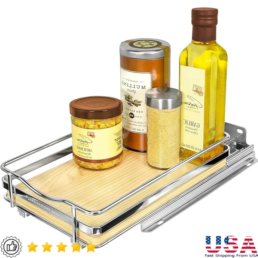 

Выдвижная полка для специй, органайзер, кухонный шкаф, выдвижной ящик, дерево, хром, устойчивый к ржавчине, сверхмощный шарикоподшипник, скользящий, легко