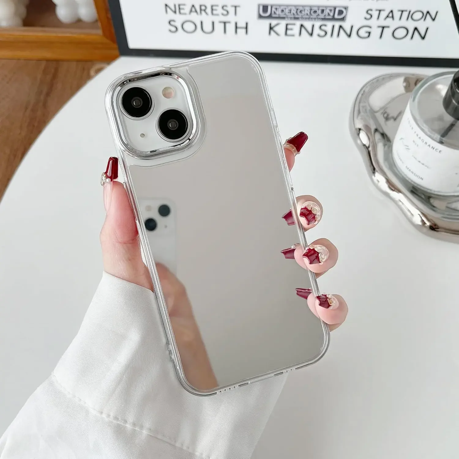 Mirror Case for iPhone 17 16 15 14 13 12 11 pro max plus case, Mirror for Girls Women Makeup, Cute Glossy Hard Back+Clear Soft TPU Bumper Slim Fit Anti-Drop Shockproof Protective phone cases for iphone 17 pro max