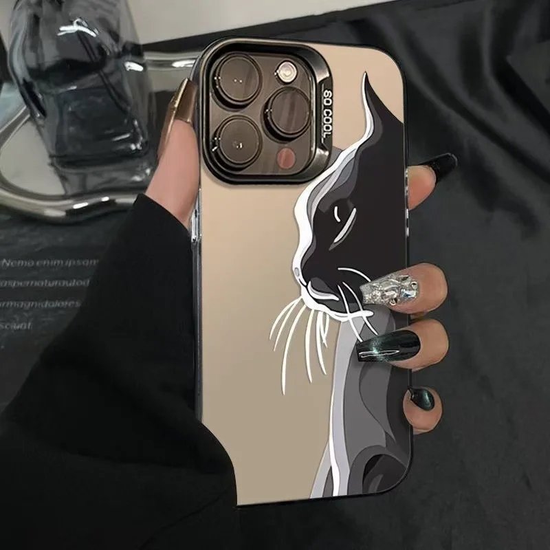 

Cold kitten phone case for iPhone 16 15 14 13 12 11 Pro/ Max/Plus shock-proof rear cover anti-fingerprint