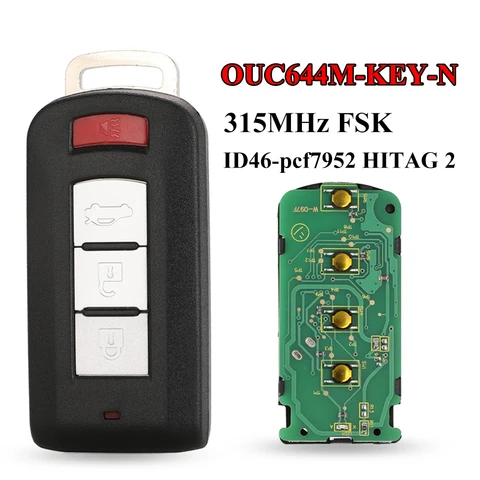 Умный Дистанционный Ключ Jingyuqin Keyless Go 3+1B 315 МГц/434 МГц ID46 PCF7952 Для Mitsubishi Lancer Outlander 2008-2016 OUC...