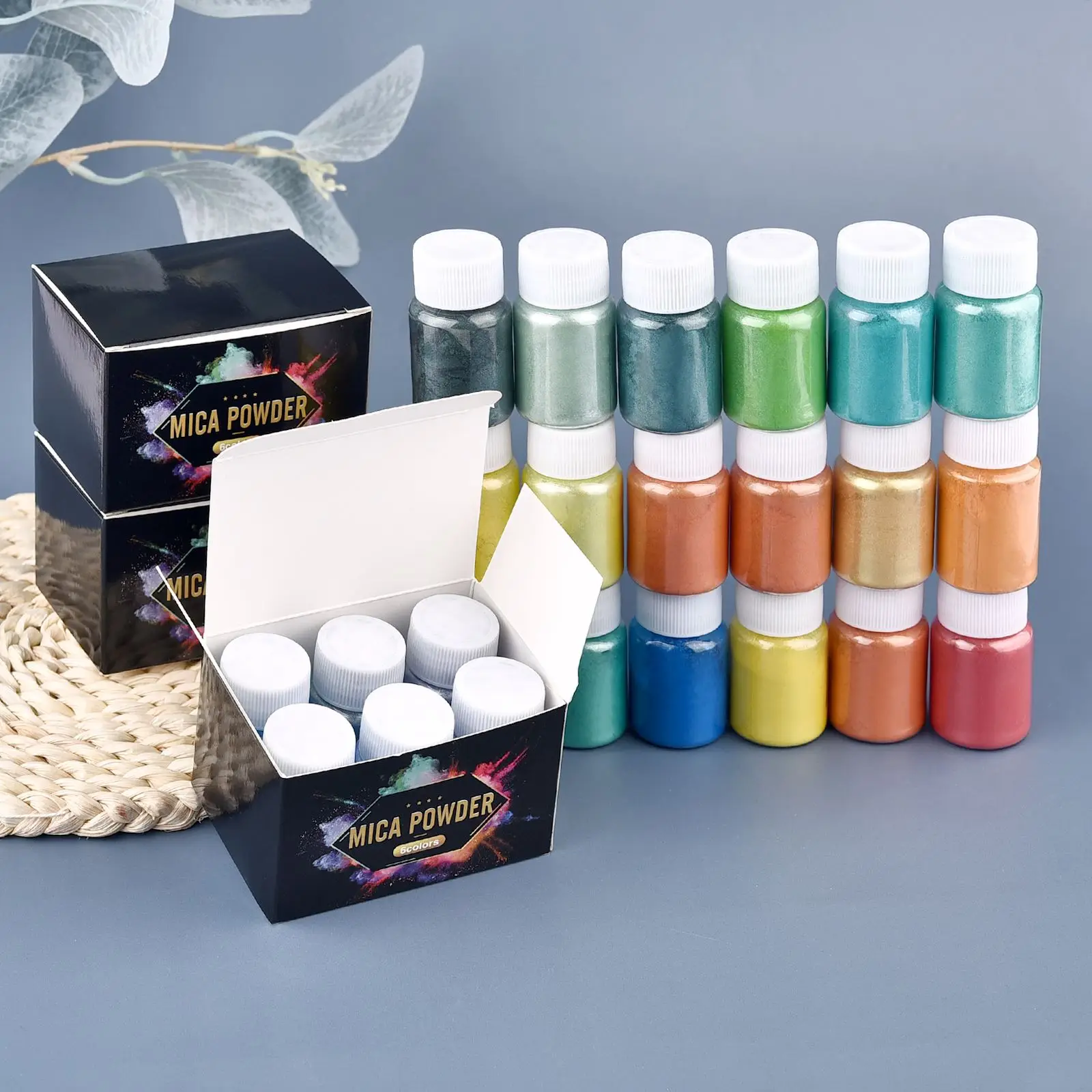 6Color/ Box Epoxy Mica Powder Suitable For Epoxy Candle Soap Coloring Natural Pearl Powder Colorful Set Dye Moulds Making