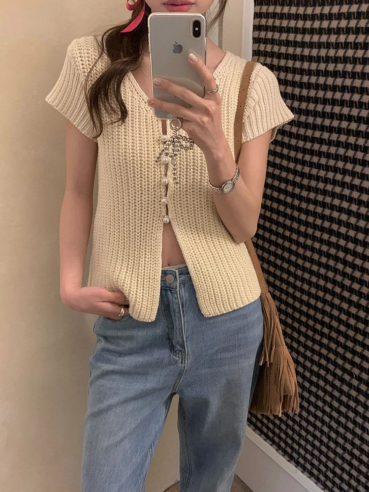 

Sweater T Shirts Women Solid Hollow Out All-match Autumn Knitting Thin O-neck Retro Fashion Loose Lady Streetwear Female