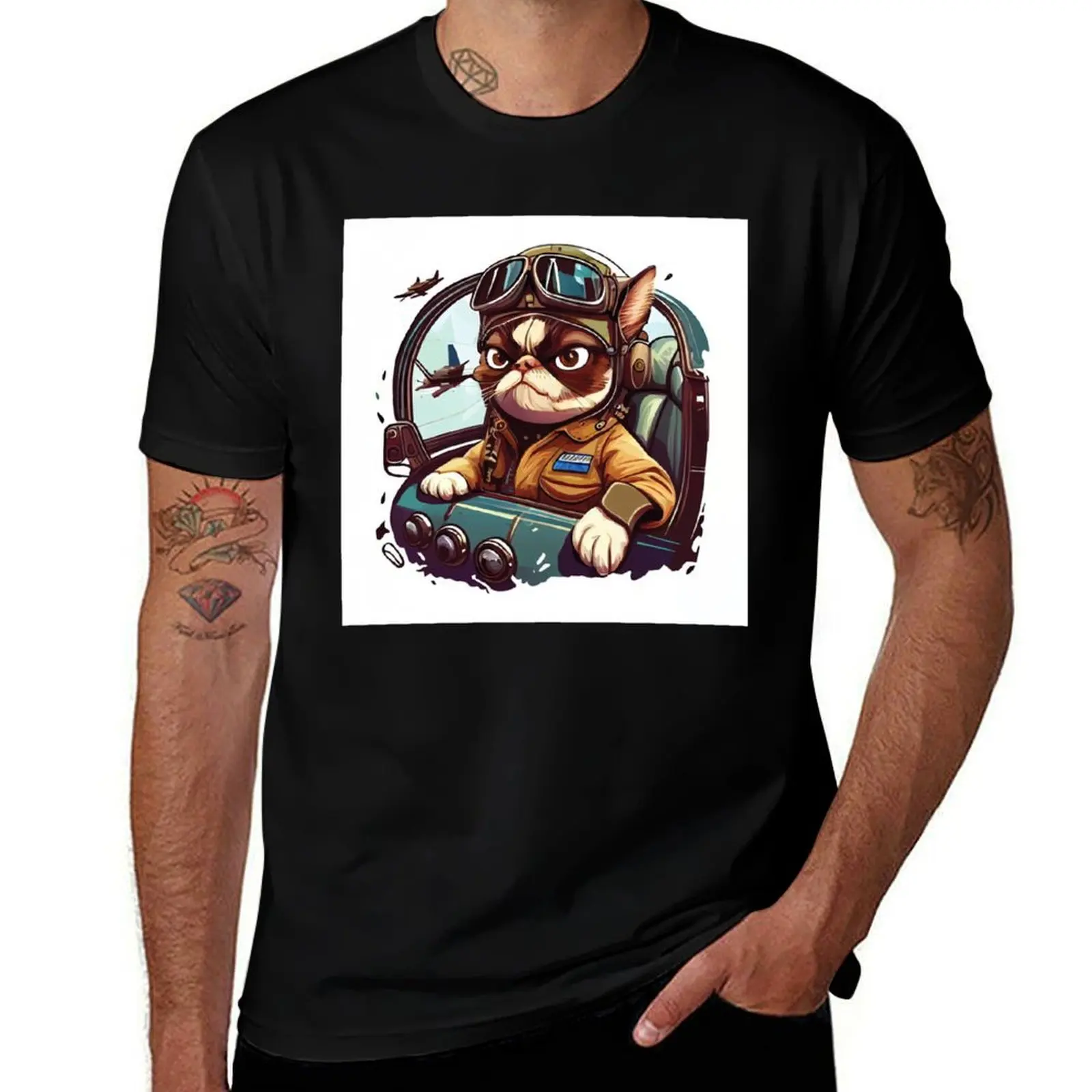 

illustration of character of cat. Pilot. T-Shirt new edition sweat mens t shirt