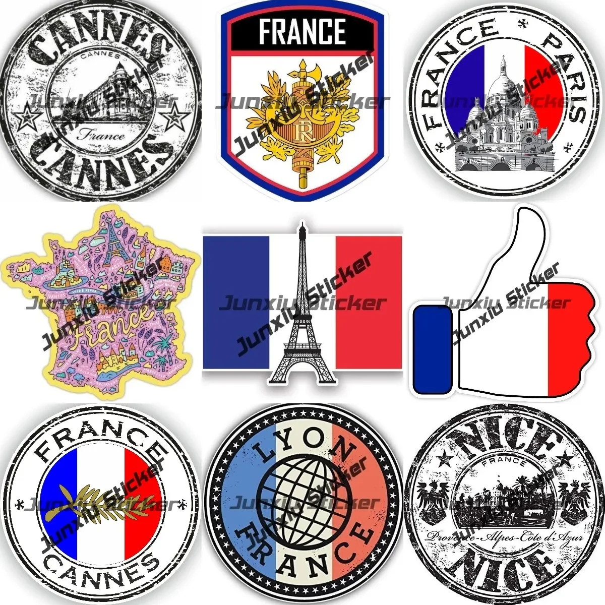 

France Coat of Arms Flag Emblem Stickers France Paris Mont Martre Cannes Seal Sticker Eiffel Tower France Flag Shaped Sticker