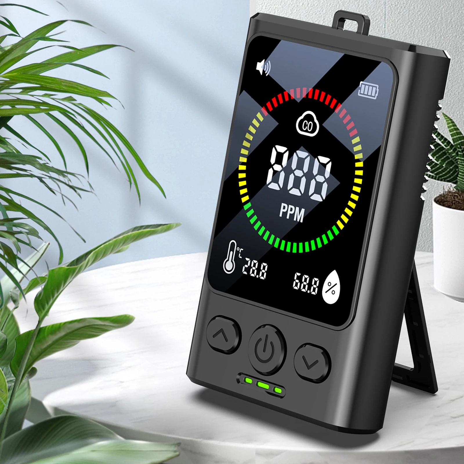 

Carbon Monoxide Detector CO Alarm With Temp Humidity Sensor LCD Digital Display Rechargeable Air Quality Tester for Home Travel