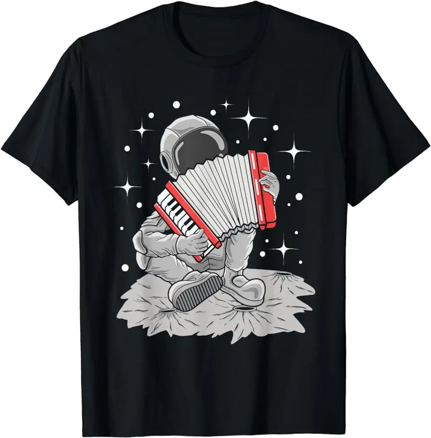 2024 New Summer Star Astronaut Accordionist Musician Trend T-shirt