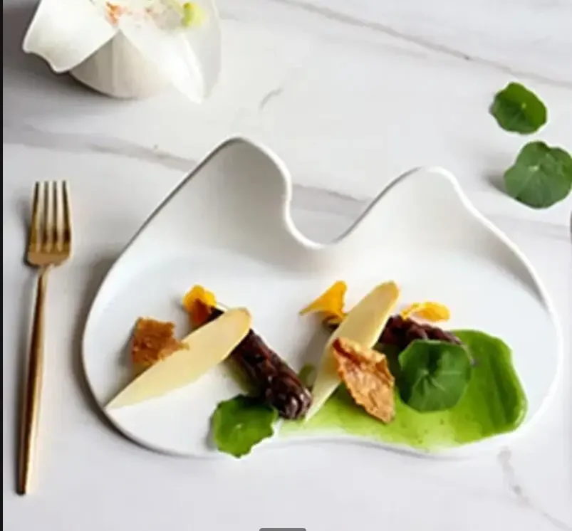 

White Shaped Ceramic Plate Hotel Restaurant Main Course Salad Dessert Nordic Home Dinner Steak Tableware