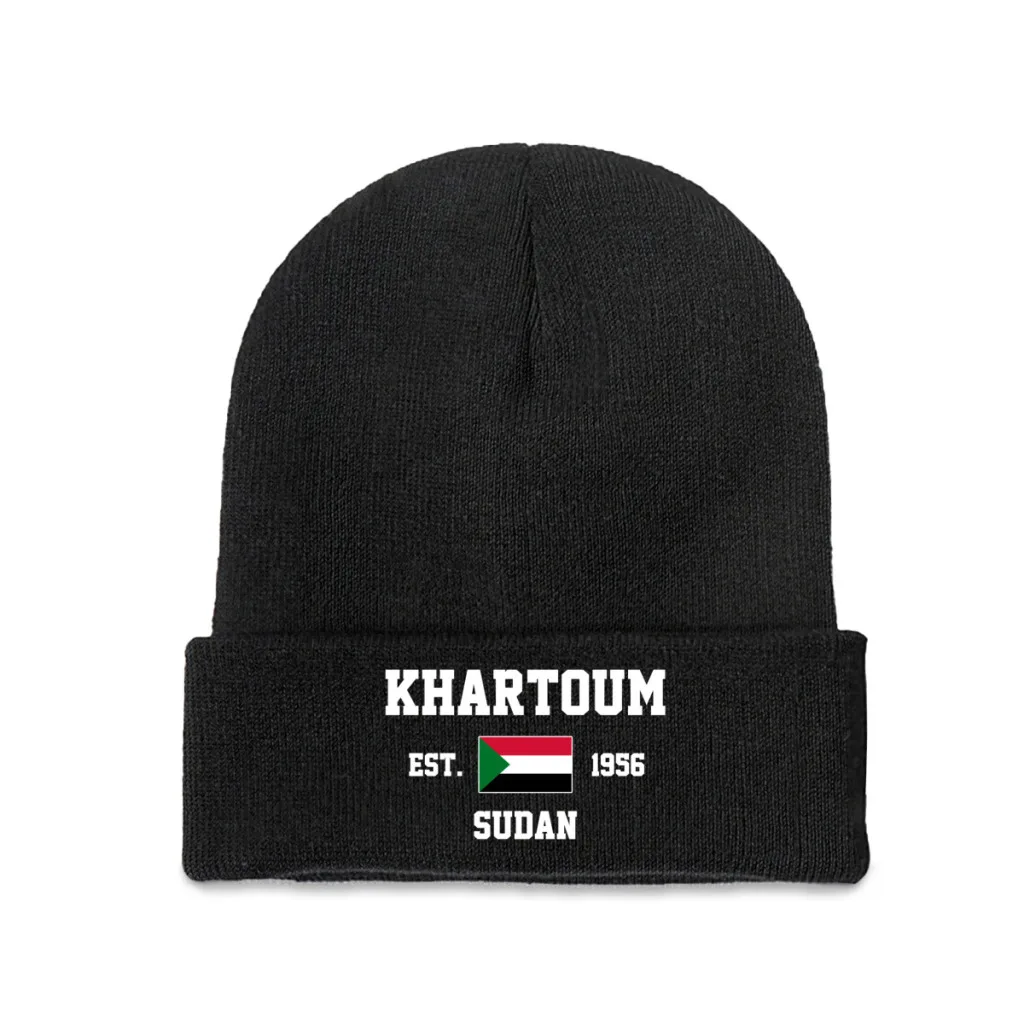 Sudan EST.1956 Khartoum Capital Men Women Unisex Knitted Hat Winter Autumn Print Beanie Cap Warm Bonnet