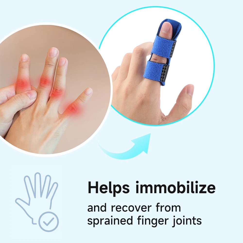 1Pcs Pain Relief Aluminium Finger Splint Fracture Protection Brace Corrector Support With Fixed Tape Bandage