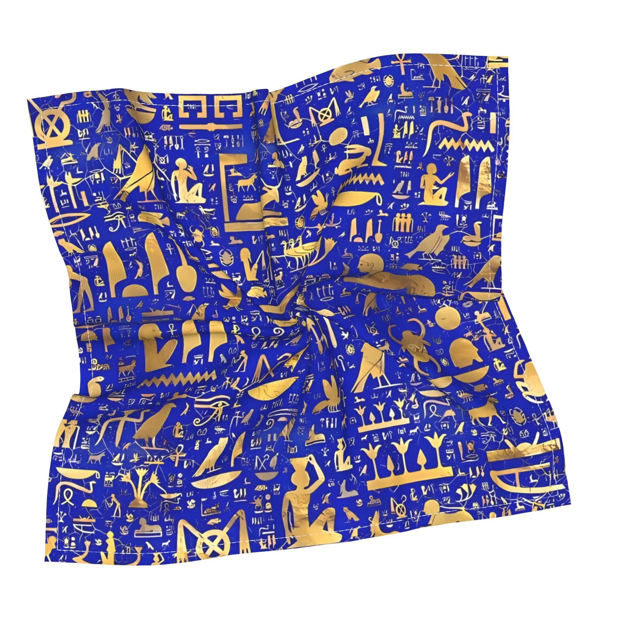 Egyptian Hieroglyph Print Tablecloth - Royal Blue & Gold Tarot Mat for Oracle Card Spreads Board Games & Tabletop Protection
