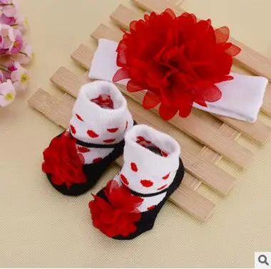 Baby girls\' shoes+headband suit cute bow newborn 0-6M baby shoes girls\' non-slip socks toddler shoes baptism baby gift