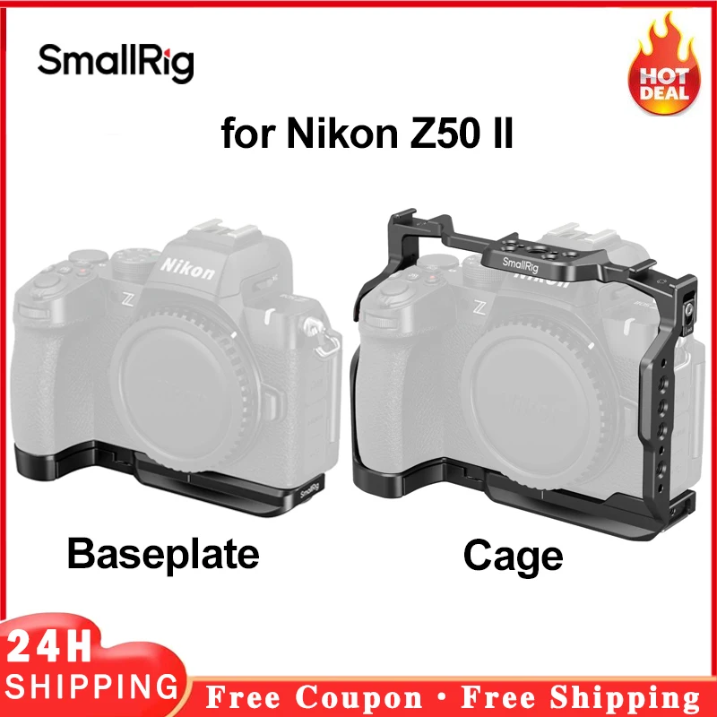 SmallRig Baseplate / Camera Cage for Nikon Z50 II Camera with Tempered Glass Protector with Arca-Swiss Quick Release Plate