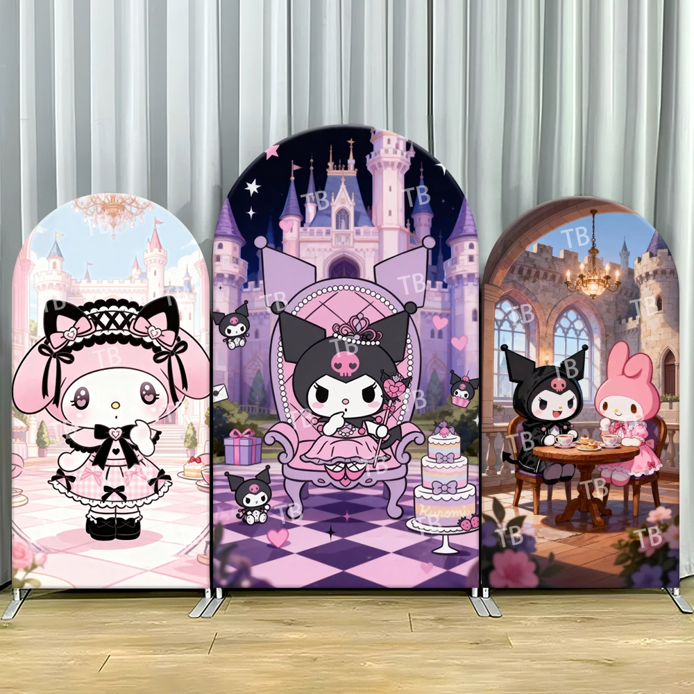 

Kuromi Arch Backdrop Cover Castle Princess Decor Photo Booth Prop for Kids Birthday Party & Baby Shower Decoration