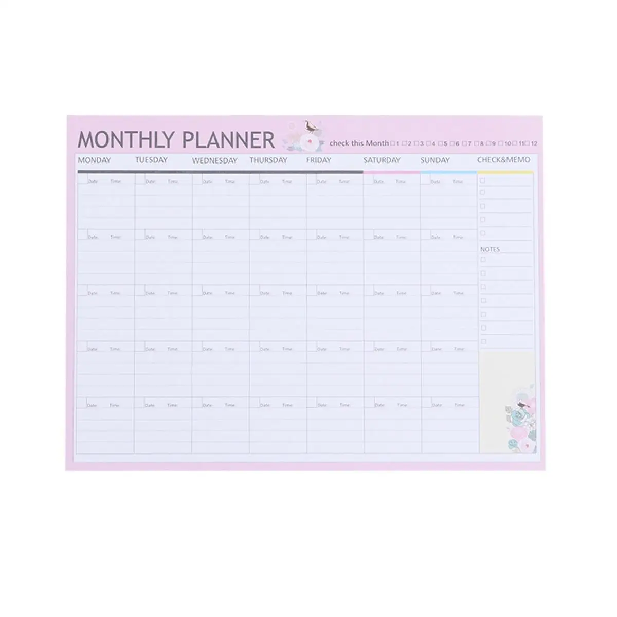 Monthly Planner 20 Sheets Calendar Book Schedule Notebook Agenda Student Year Round Planning Weekly Spread Task Time Day To Do