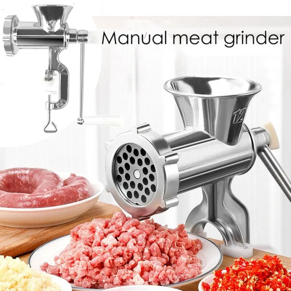 Heavy Duty Meat Mincer Grinder Durable Manual Adjustable Sausage Filler Hand Operated Aluminum Alloy Filling Machine Household