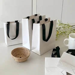 10/20pcs White Black Small Gift Bags For Wedding Birthday Party Jewels Gifts Packaging Bag Handbag Custom Logo Paper Bag