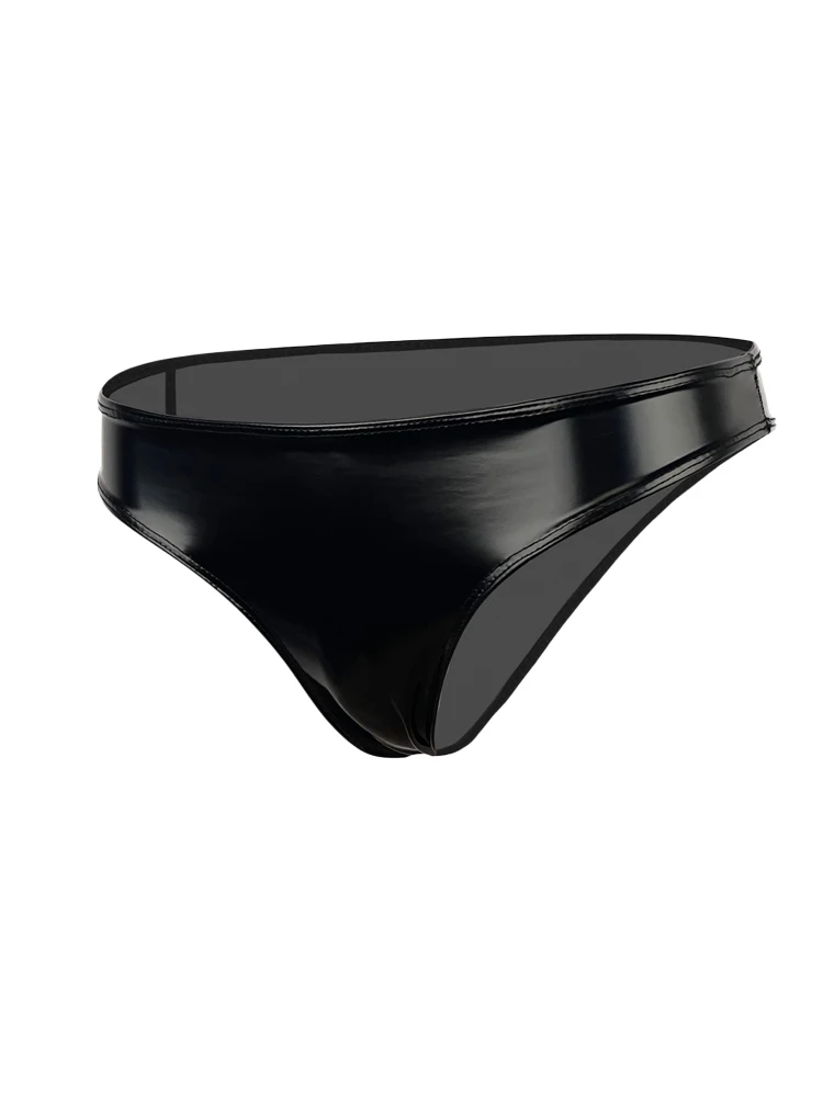 Sexy Women Hot Short Oil Glossy Shiny Low Waist Short PVC PU Faux Leather Exotic Briefs Maid Punk Dance Wear Plus Size