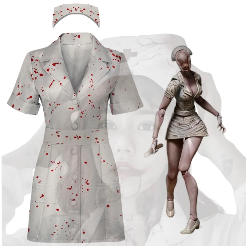 2024 Movie Silent Hill Women Nurse Cosplay Costume Remake Horror Zombie Dress Uniform Set Performance Costumes Halloween Dress