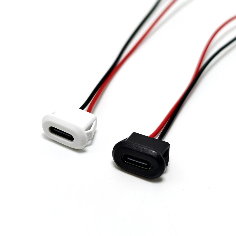 1-10pc 2P USB-C Type Waterproof USB Connector Direct compression female base Female Socket Charging Interface With Welding Wire