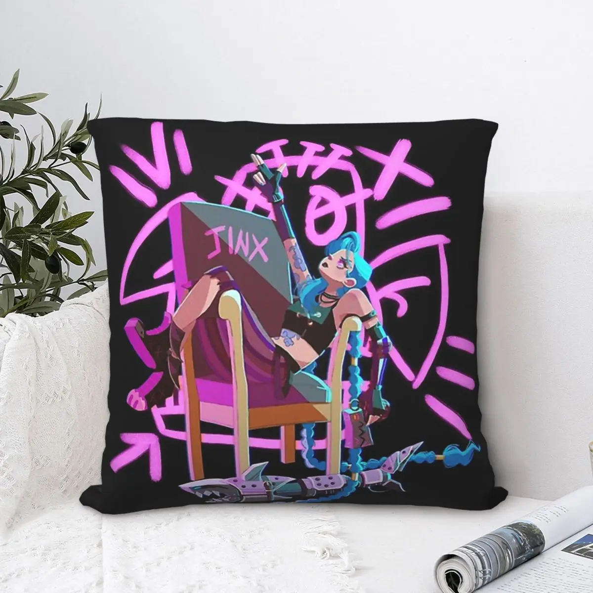 Jinx Throw Pillow Case Arcane League of Legends TV Short Plus Cushion Covers For Home Sofa Chair Decorative Backpack