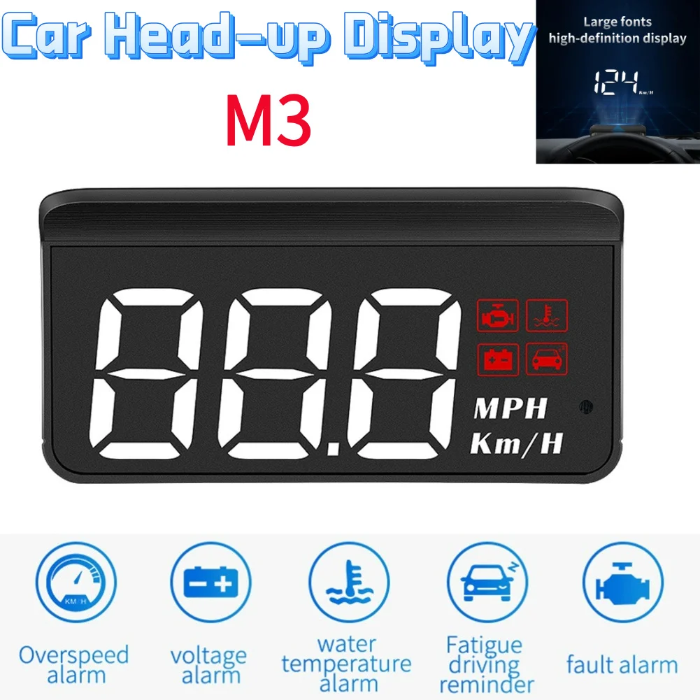 Car M3 HUD Head-Up Display O-BD2 Trip Computer Speed Projector Auto On-Board Computer Fuel Mileage Alarm Auto Car Accessories