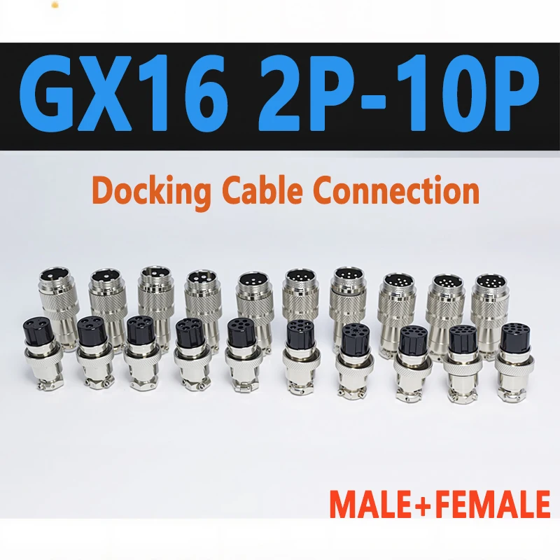 GX16 Circular Aviation Connector 2-10 Pin Male & Female Docking Cable Plug Socket, Butting Panel Aviation Connector