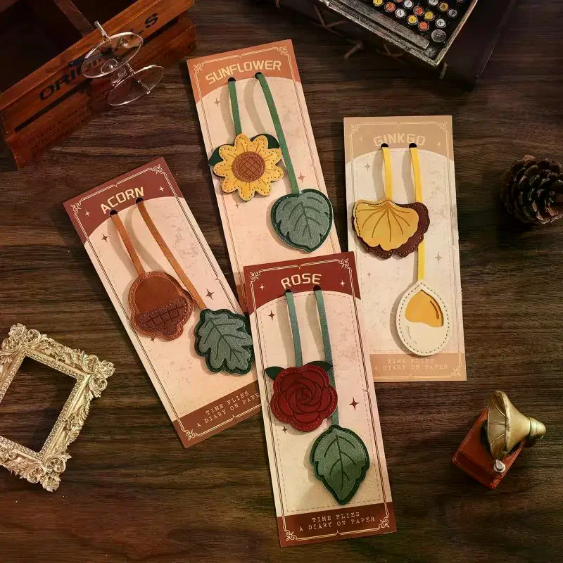 Multi-Purpose Faux Leather Bookmark Floral Pattern With Rope Tassel Can Be Used As Page Marker Bag Charm & Planner Accessory