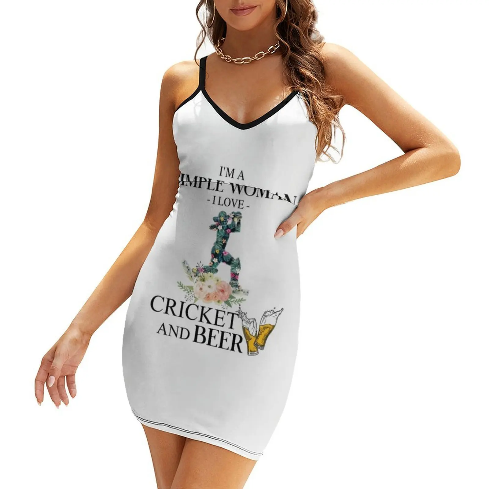 

I'm a simple woman I love cricket and beer Sling Dress summer dress woman 2025 women's dresses luxury Female clothing