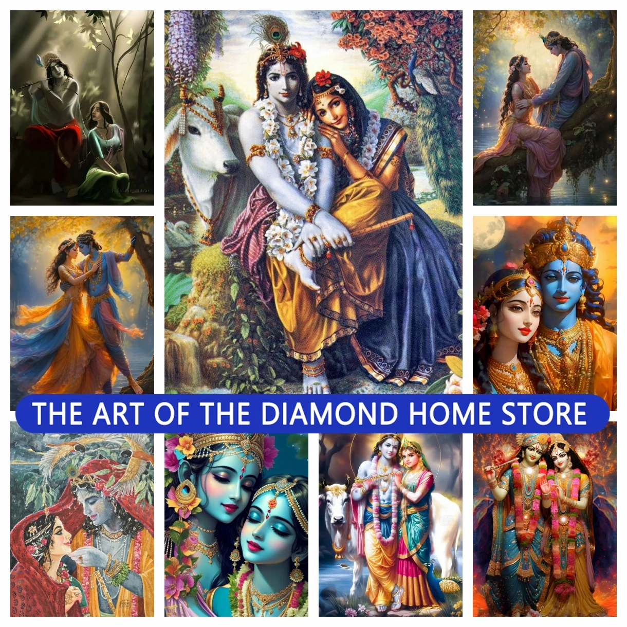 Indian God Radha Krishna 5D AB pittura diamante mosaico pieno quadrato rotondo trapano punto croce strass ricamo decorazioni per la casa