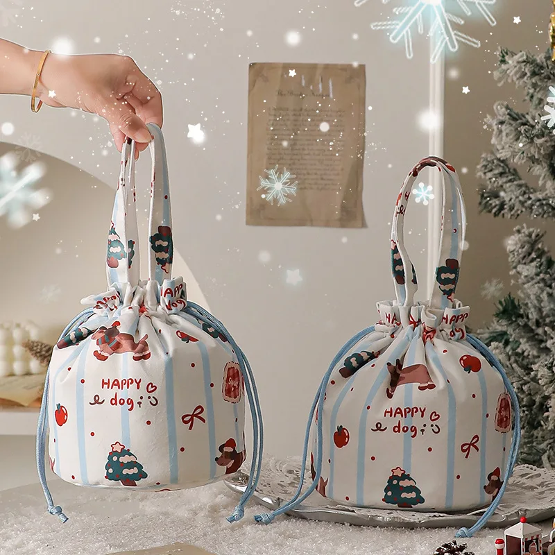 

Холщовая большая сумка с красочным узором щенка, сумка на шнурке, удобная подарочная упаковка, сумка для фестиваля, декоративная витрина