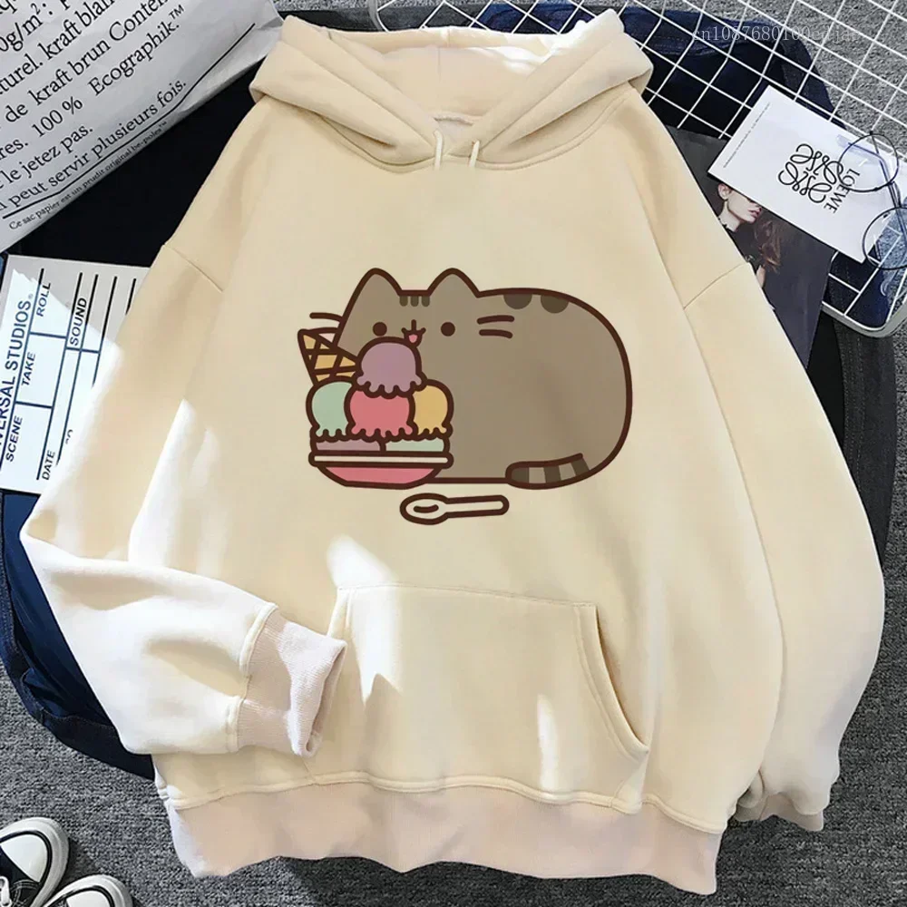 Pusheen Hoodies Women Gothic 90s Fleece Kawaii Hooded Shirt Women Kawaii Clothes Winter Clothes Women