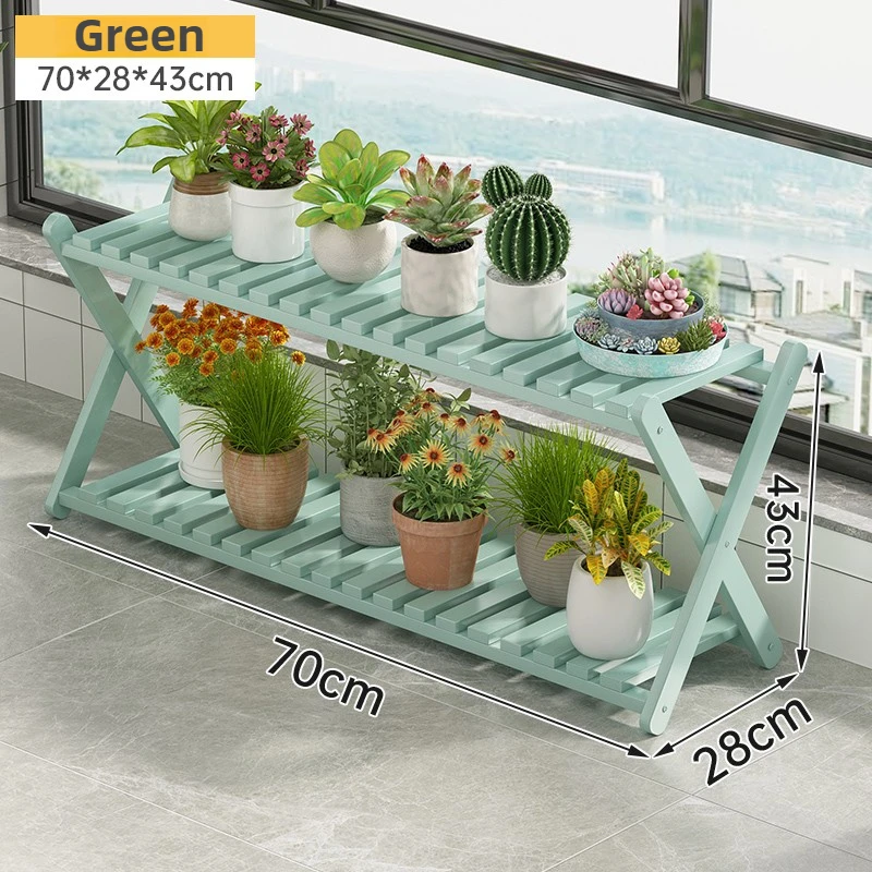 Living Room Balcony Flower Shelf Outdoor Courtyard Flower Pot Display Rack Wooden Storage Shelf Organizer Plant Flower Holder