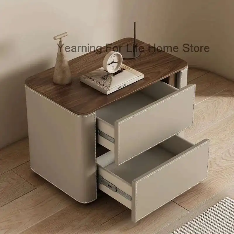 

Italian Elegant Bedside Table Minimalist Style Premium Modern Nightstands Space Saving Mesita De Noche Bedroom Furniture