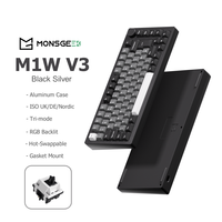 Akko MonsGeek M1W V3 Black Silver Multi-mode 75% Mechanical Keyboard ISO UK/DE/Nordic Layout Aluminum Case Gasket Hot Swap RGB