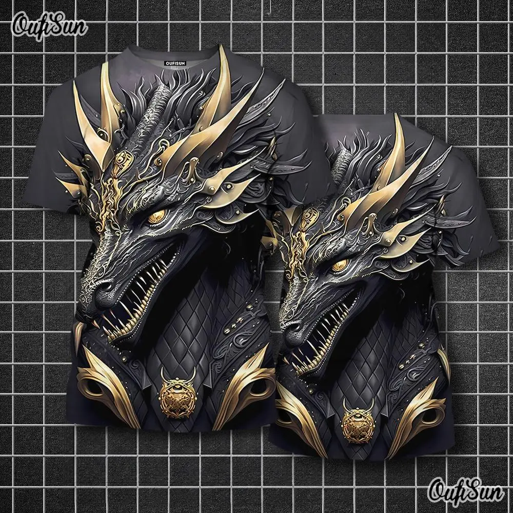 Men's Dragon T-shirt Fashion 3d Print T Shirt Animal Pattern Short-sleeved Oversized Streetwear Tees Summer Casual Men's Tops