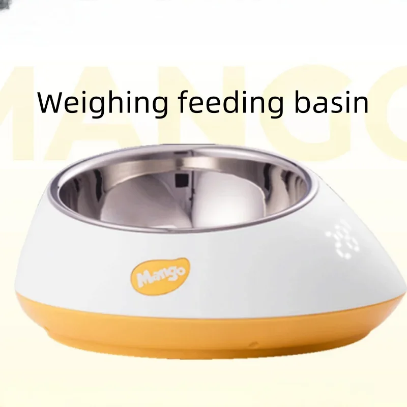 Automatic Weighing Anti-Spill Pet Bowl for Cats and Dogs Mango Shaped Stainless Steel Feeder with Large Capacity Dog Accessories