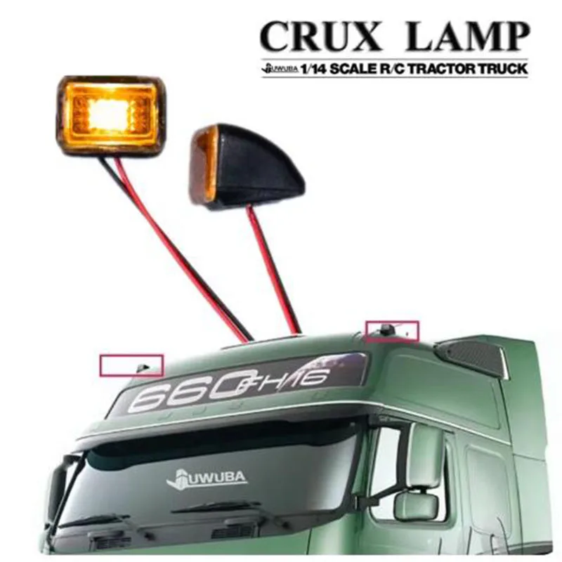 

2pcs LED Width Light Roof Lamp Spotlight For 1/14 Tamiya Rc Tractor Truck For Scania 770S R620 Volvo Fh16 Benz Arocs Man Tgx