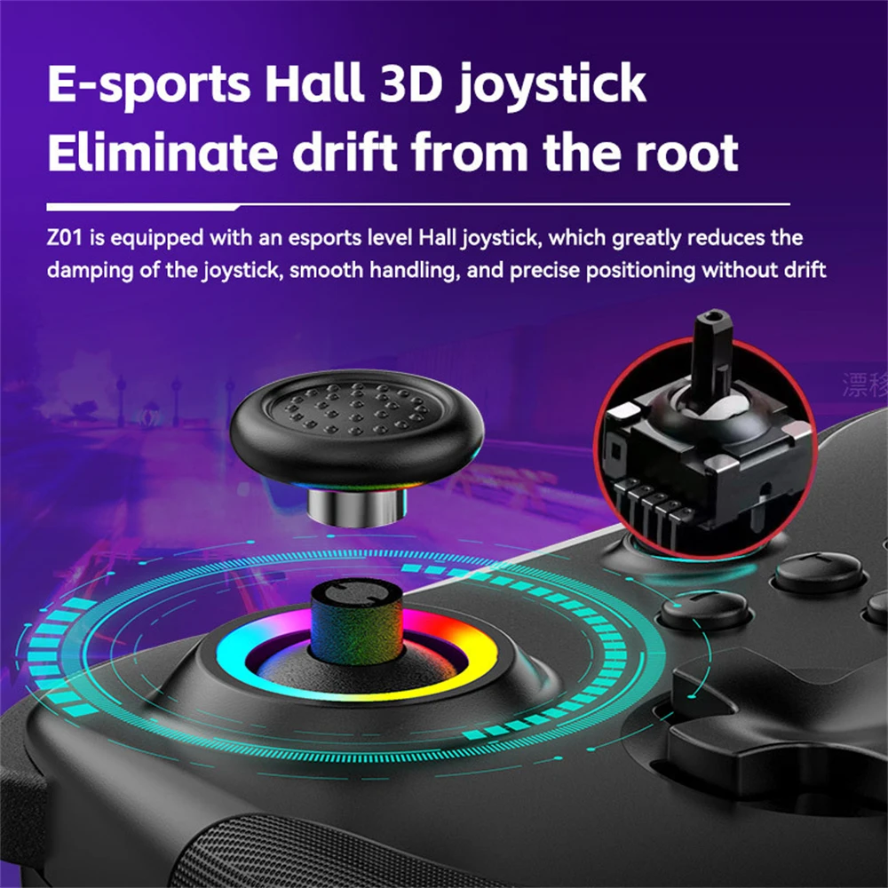 Imagem -03 - Jogo sem Fio Handle para Switch Dazzle Light Dual Hall Somatossensorial Programação Macro pc Android Gamepad Games pc Pcs Pcs