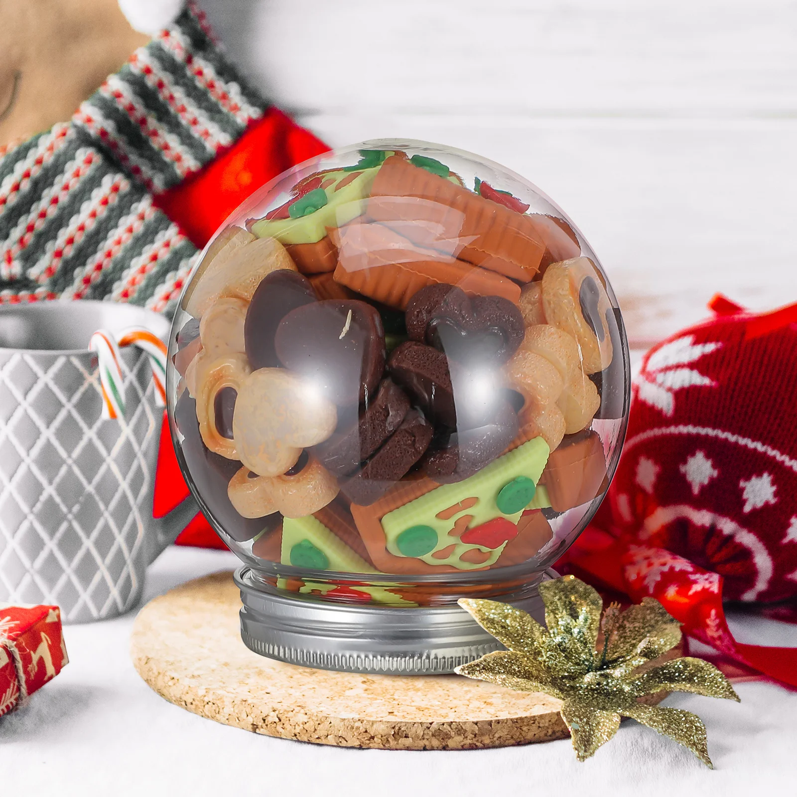 

8Pcs DIY Snow Globe Kit Clear Round Plastic Design Aluminum Lid Ideal for Crafting Festive Holiday Decor DIY Snow Globe