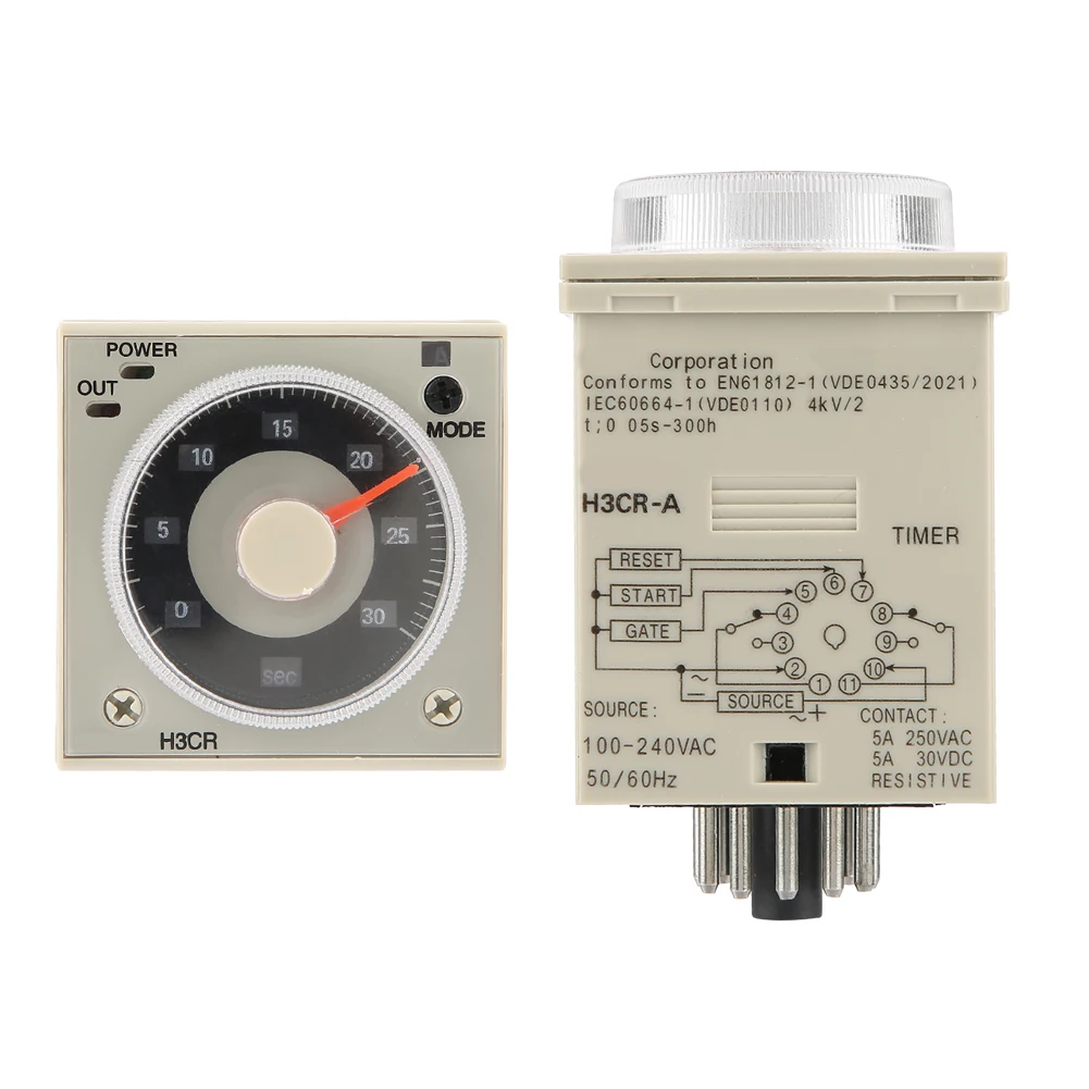Delay Time Relay Delay Timer Relay H3CRA Delay Timer Relay 0.5S300H Knob Control Time Relay 11Pin AC220V Time Relay Timer Relay